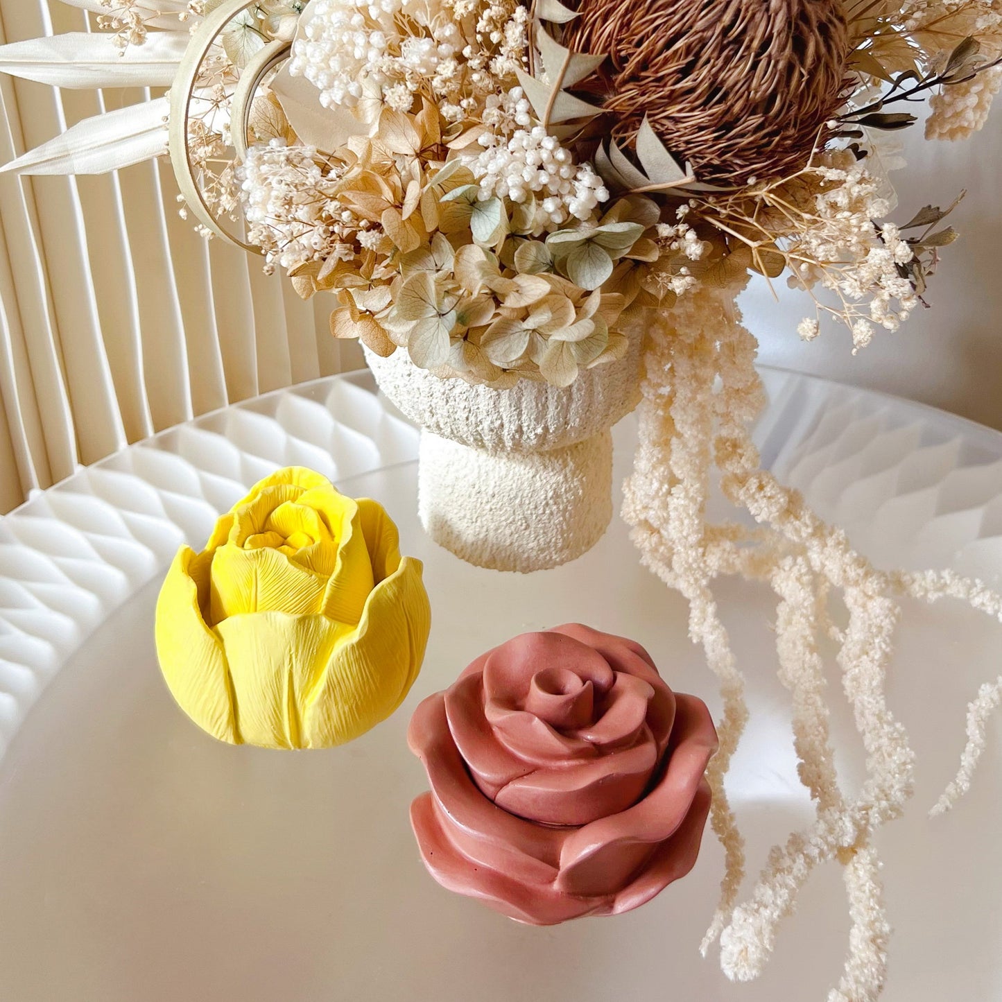 Rose & Tulip Flower Shaped Trinket Box