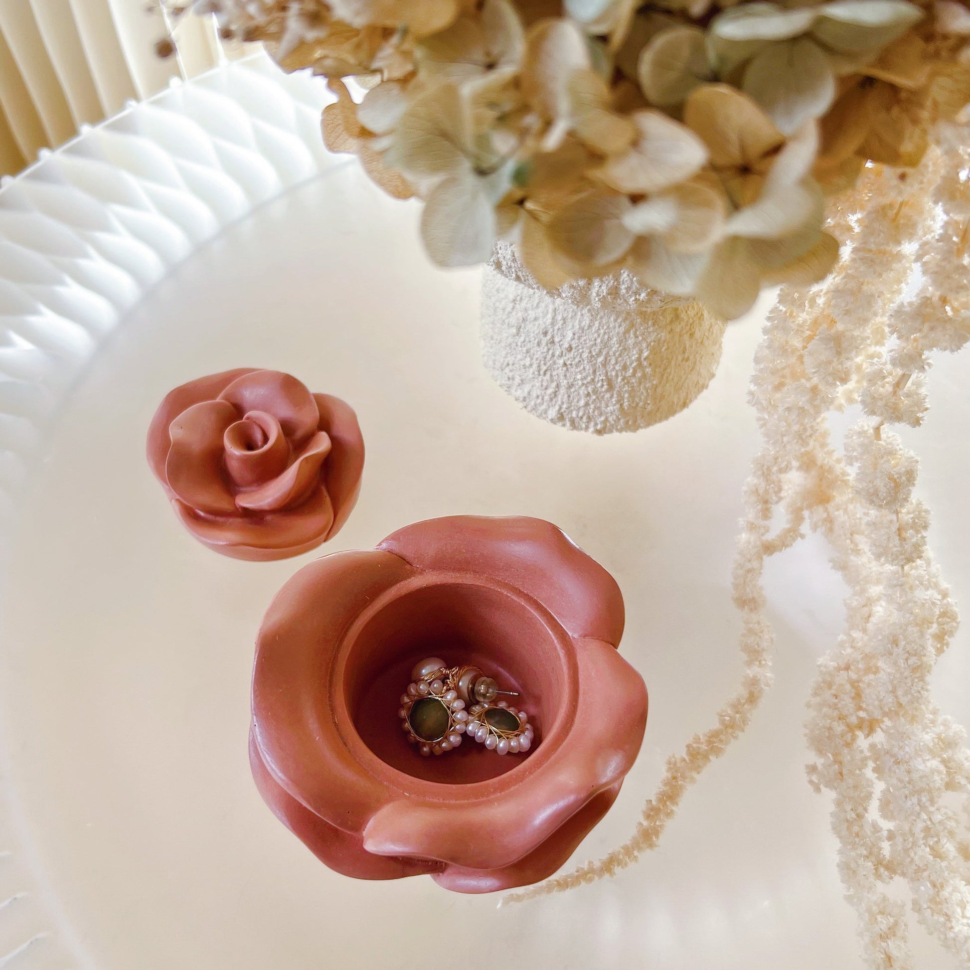 Rose & Tulip Flower Shaped Trinket Box