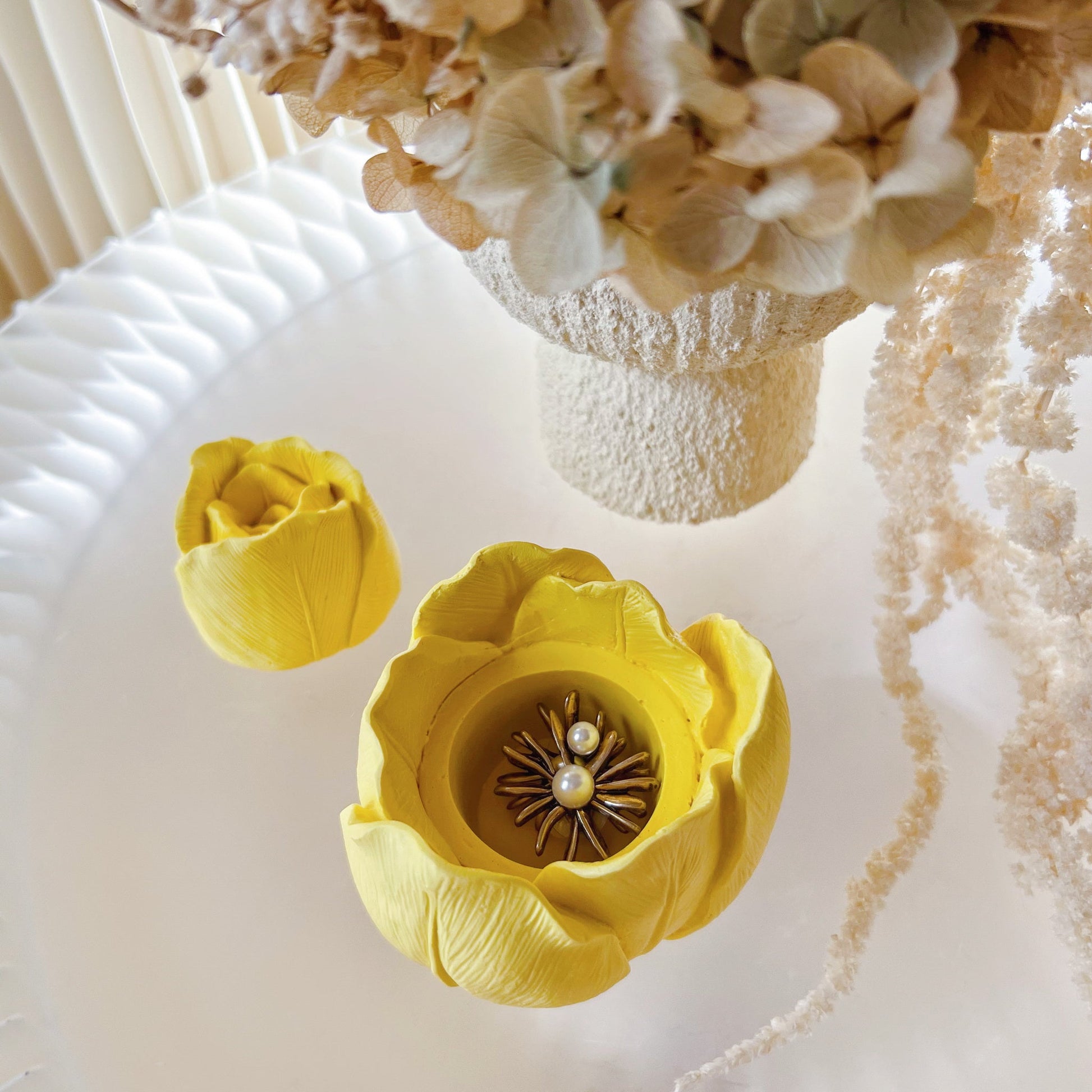 Rose & Tulip Flower Shaped Trinket Box