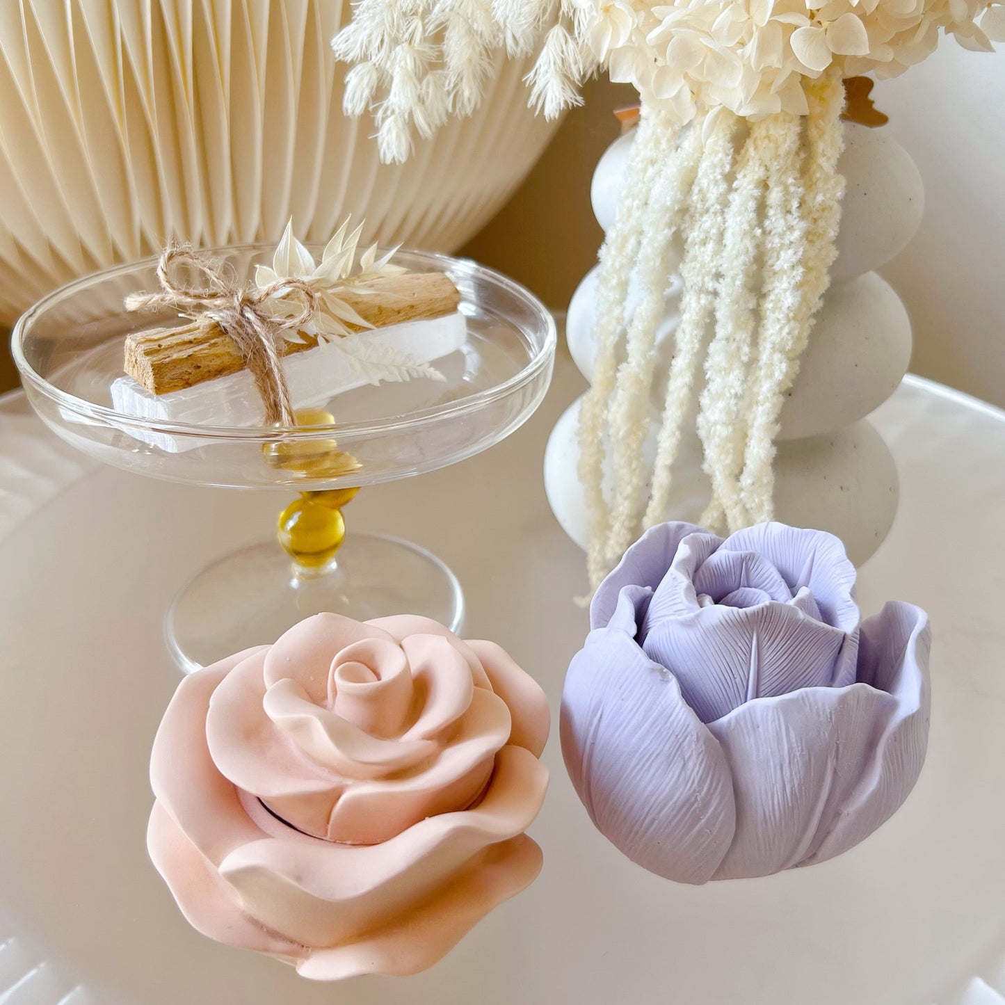 Rose & Tulip Flower Shaped Trinket Box