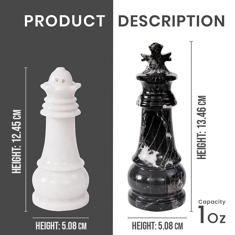 Marble Salt & Pepper Set - Chess Design