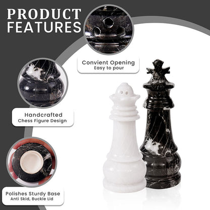 Marble Salt & Pepper Set - Chess Design