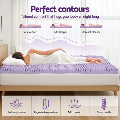 Giselle 8cm Memory Foam Mattress Topper Lavender Infused Bamboo Cover 7-Zone Single