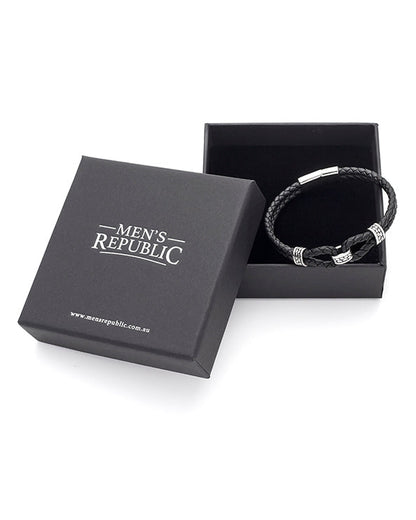 Men's Republic Leather Bracelet with Stainless Steel - 06 4