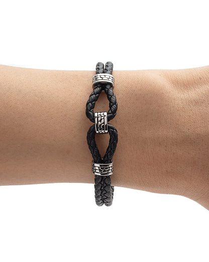 Men's Republic Leather Bracelet with Stainless Steel - 06 3