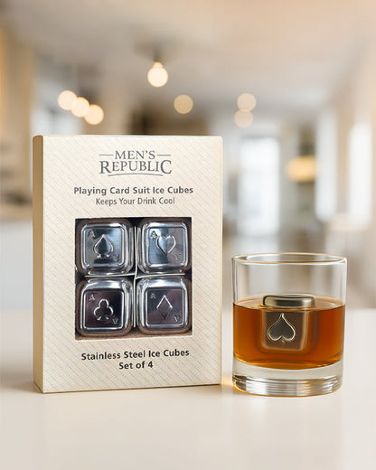 Men's Republic Playing Card Suits Ice Cubes - 4 Pieces Stainless Steel 1