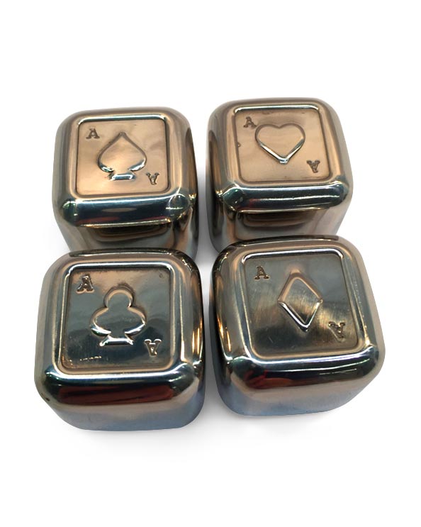 Men's Republic Playing Card Suits Ice Cubes - 4 Pieces Stainless Steel 3