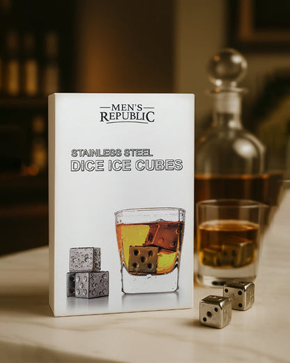 Men's Republic Dice Ice Cubes - 4 Pieces Stainless Steel 1