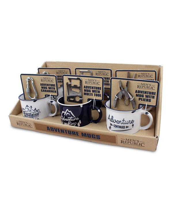 Men's Republic Adventure Mugs with Tool Gift Sets in Shelf Tray - 6 pcs 6