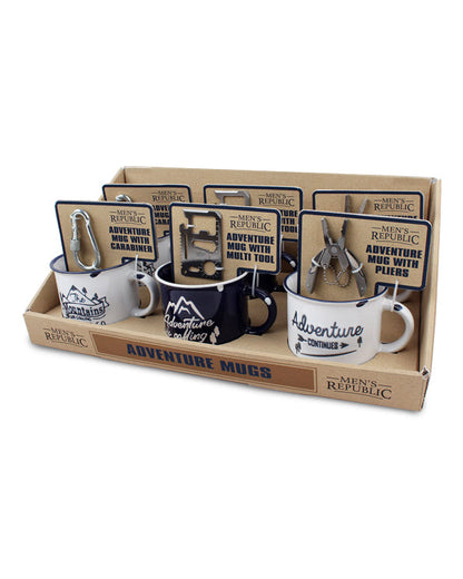 Men's Republic Adventure Mugs with Tool Gift Sets in Shelf Tray - 6 pcs 6