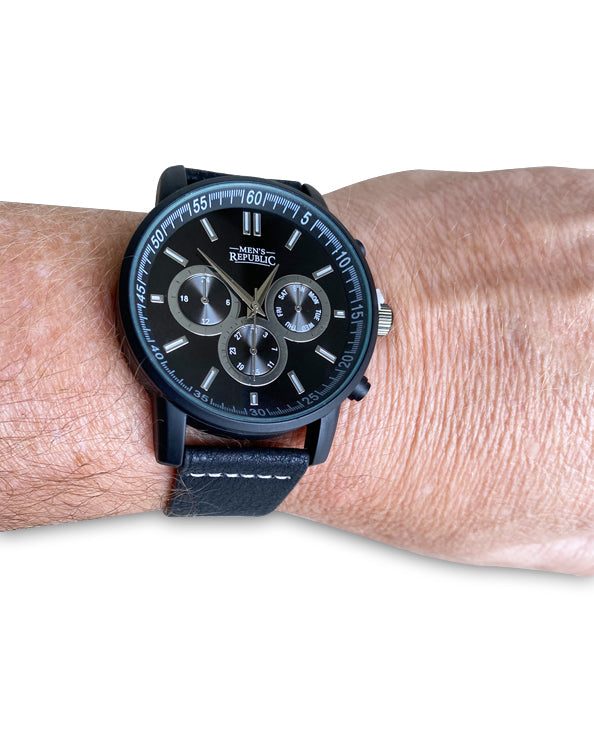 Men's Republic Watch set with 4 Bracelets - Black 3