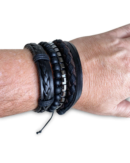 Men's Republic Watch set with 4 Bracelets - Black 4