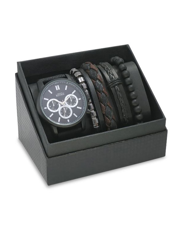 Men's Republic Watch set with 4 Bracelets - Black 2