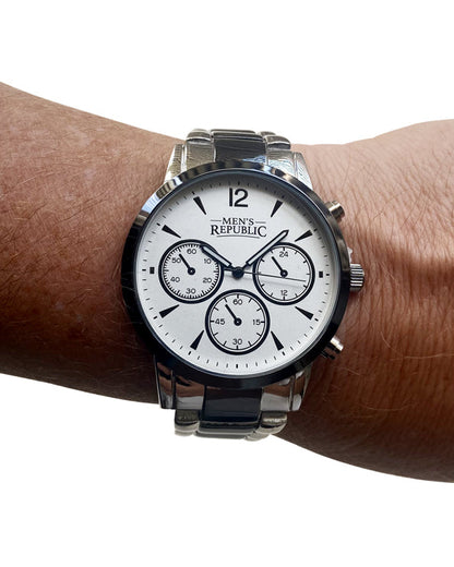 Men's Republic Watch set with 2 Bracelet - Chrome/Black 3