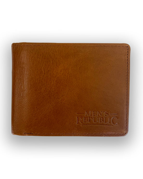 Men's Republic Leather Wallet and Keyring Set - Brown 4