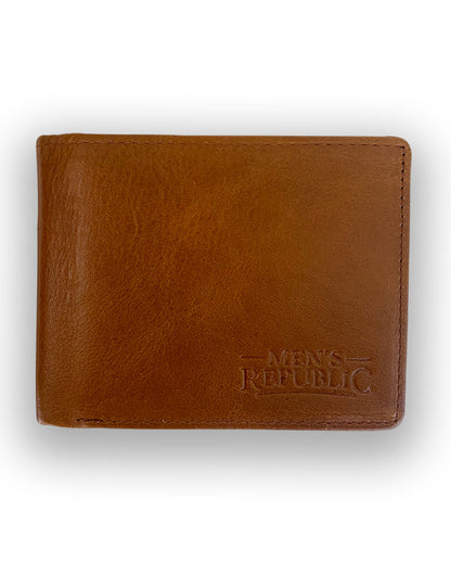 Men's Republic Leather Wallet and Keyring Set - Brown 4