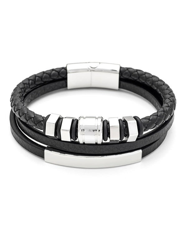 Men's Republic Multi Leather Bracelet with Stainless Steel - 72 2