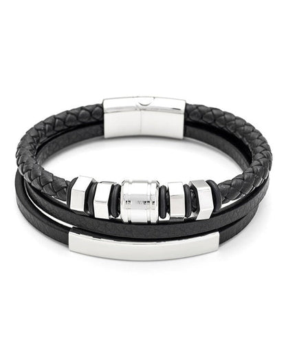 Men's Republic Multi Leather Bracelet with Stainless Steel - 72 2
