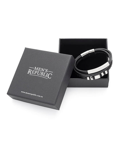 Men's Republic Multi Leather Bracelet with Stainless Steel - 72 4