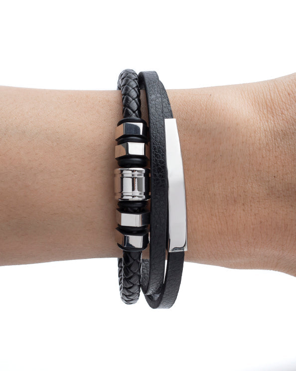 Men's Republic Multi Leather Bracelet with Stainless Steel - 72 3