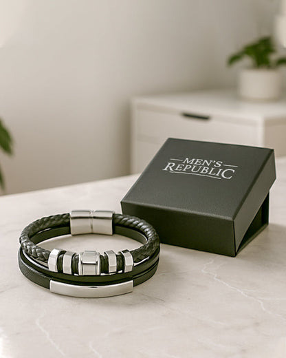 Men's Republic Multi Leather Bracelet with Stainless Steel - 72 1