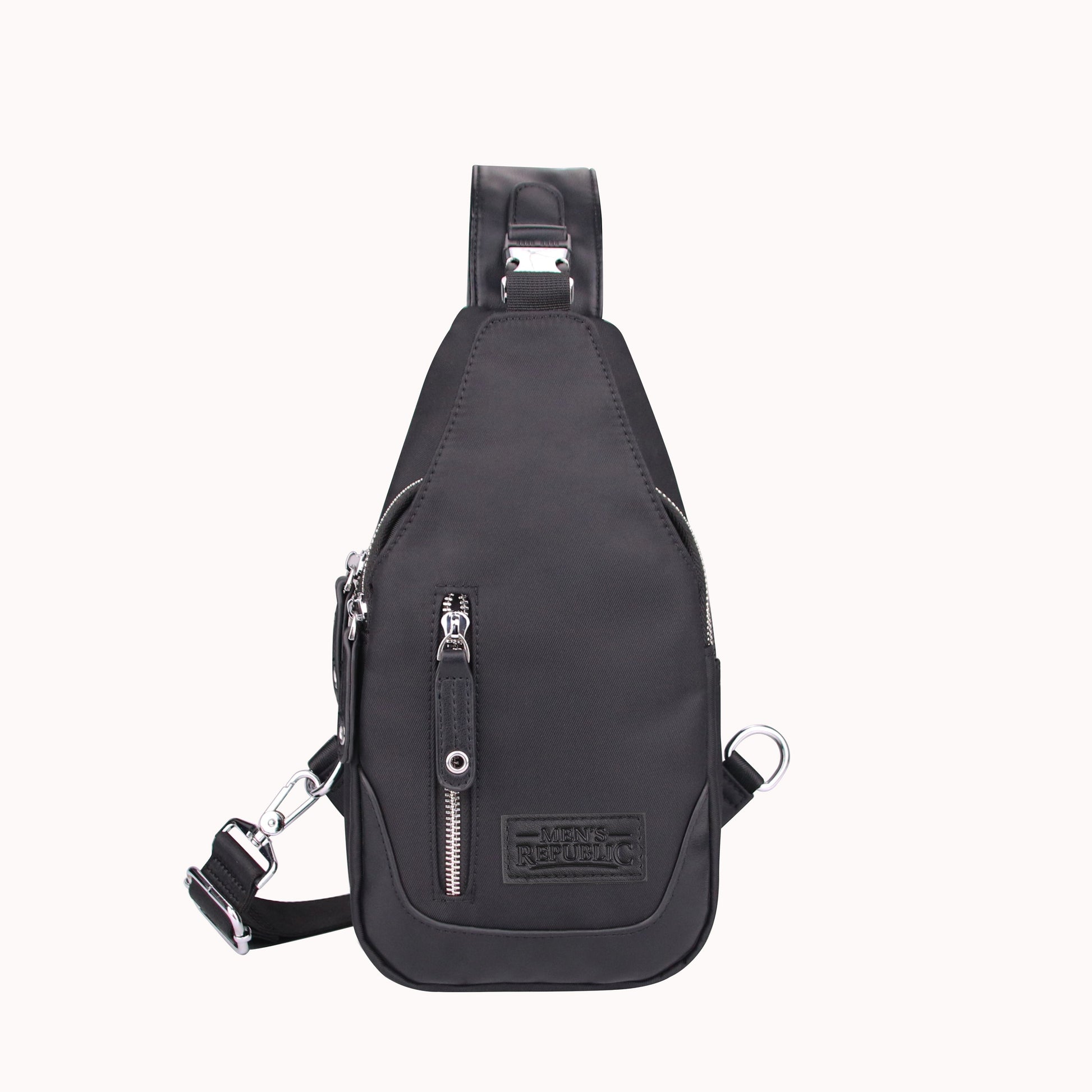 Men's Republic Nylon Black Backpack - Single Strap Sling 3