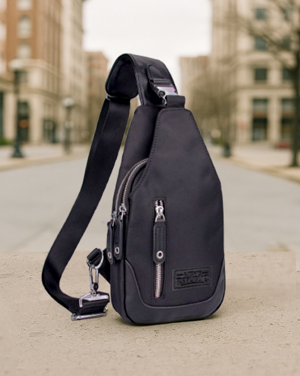 Men's Republic Nylon Black Backpack - Single Strap Sling 1