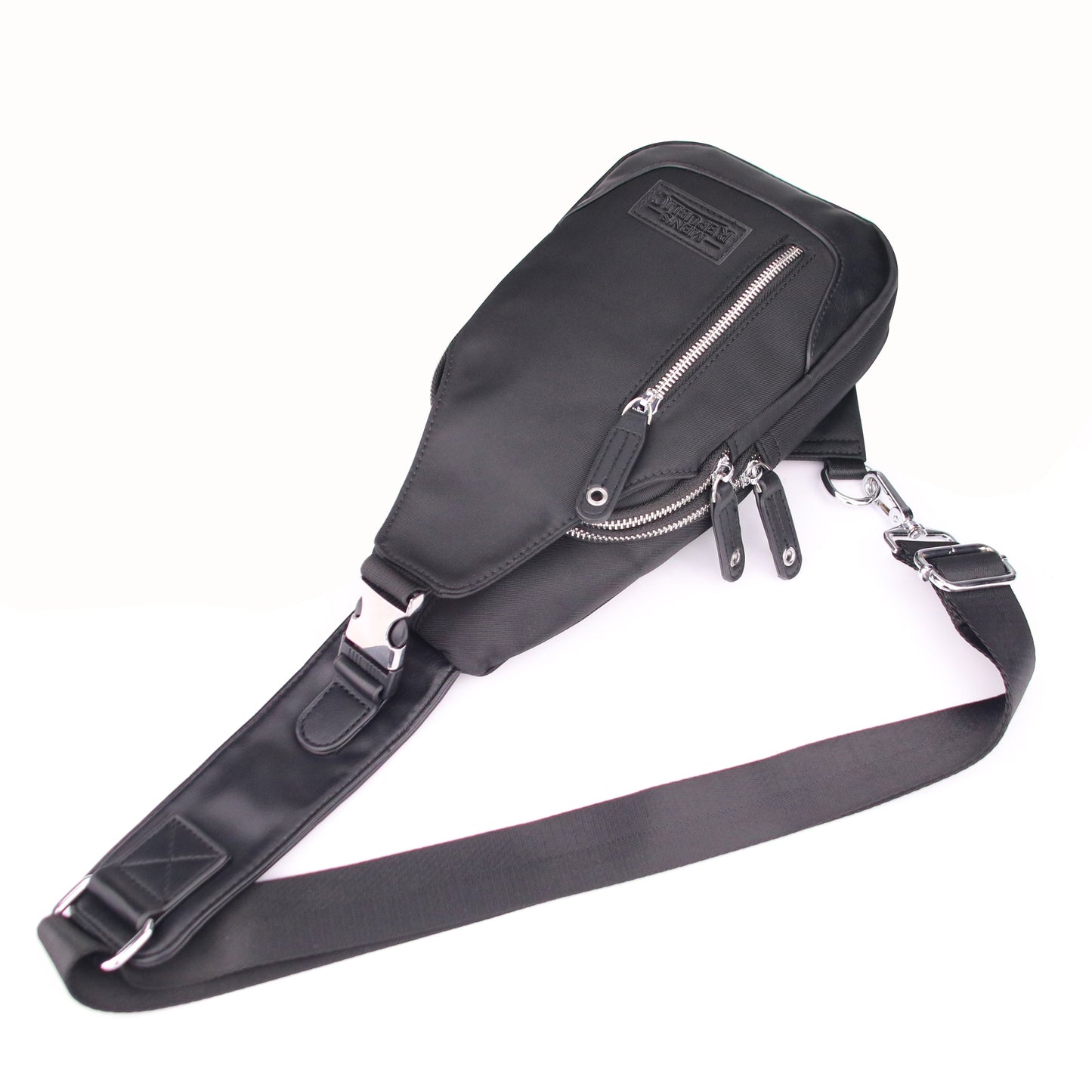 Men's Republic Nylon Black Backpack - Single Strap Sling 6