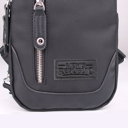 Men's Republic Nylon Black Backpack - Single Strap Sling 7