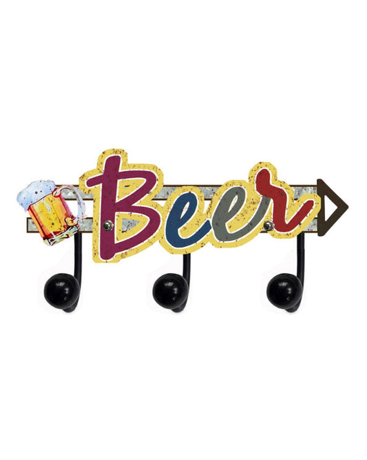 Men's Republic Retro Sign with 3 Hanging Hooks - Beer 1