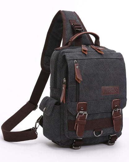 Men's Republic Canvas Single Strap Sling Bag Backpack - Black 2