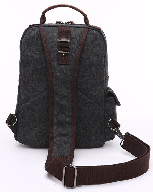 Men's Republic Canvas Single Strap Sling Bag Backpack - Black 3