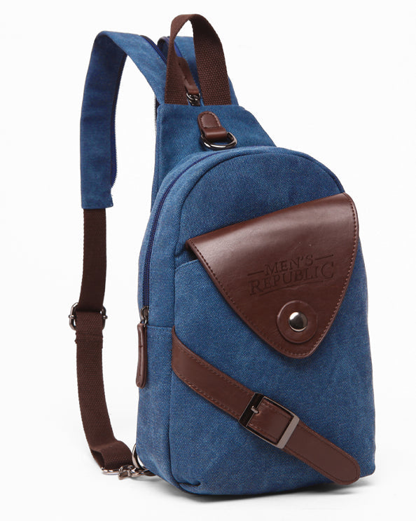 Men's Republic Canvas Sling Bag Backpack - Blue 2