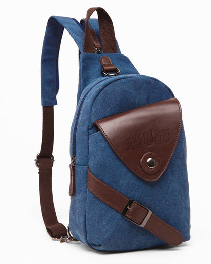 Men's Republic Canvas Sling Bag Backpack - Blue 2
