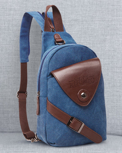 Men's Republic Canvas Sling Bag Backpack - Blue 1