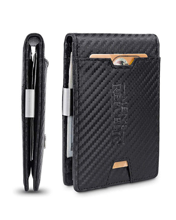 Men's Republic Faux Leather Wallet Money Clip - Black 2