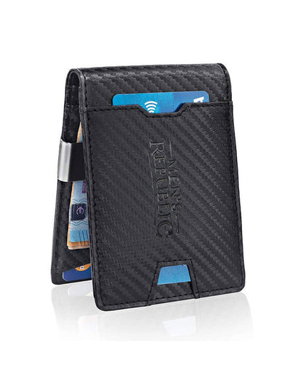 Men's Republic Faux Leather Wallet Money Clip - Black 3