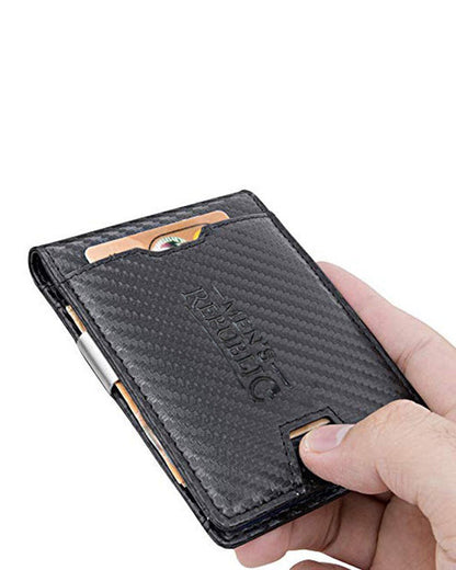 Men's Republic Faux Leather Wallet Money Clip - Black 5