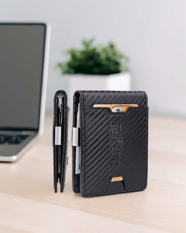 Men's Republic Faux Leather Wallet Money Clip - Black 1