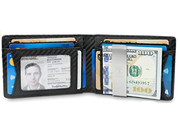 Men's Republic Faux Leather Wallet Money Clip - Black 6