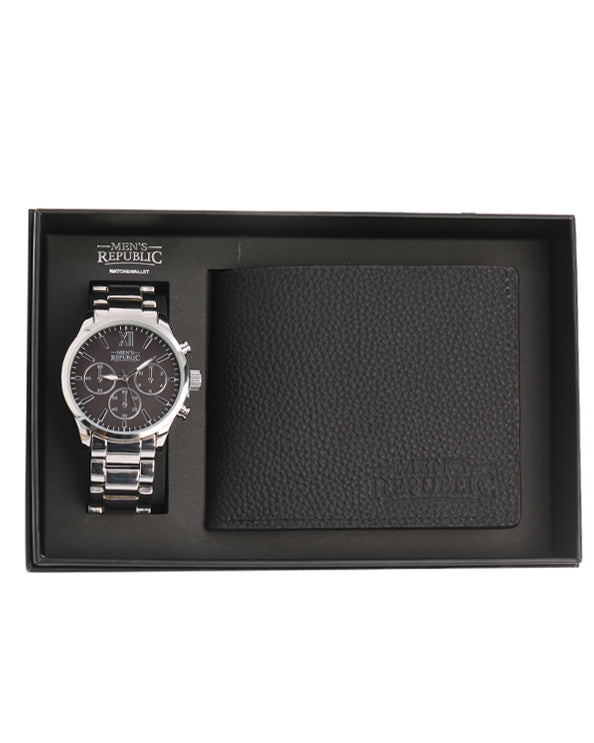 Men's Republic Watch set with Leather Wallet - Black 3
