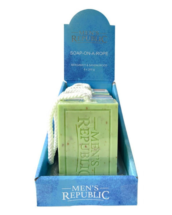 Men's Republic Logo Soap-on-a Rope - 6 per Shelf Tray 2