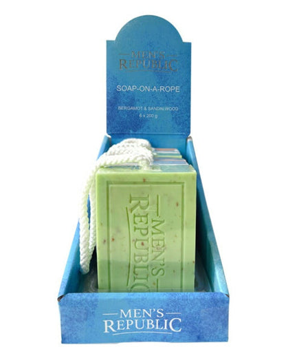 Men's Republic Logo Soap-on-a Rope - 6 per Shelf Tray 2