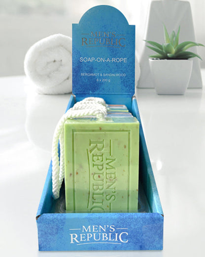 Men's Republic Logo Soap-on-a Rope - 6 per Shelf Tray 1