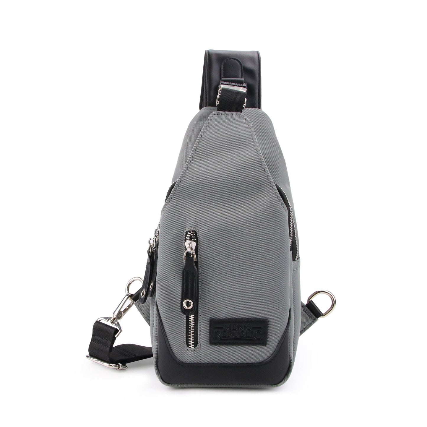 Men's Republic Nylon Single Strap Backpack- Grey & Black 2