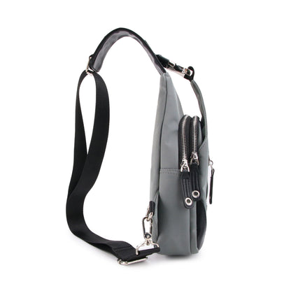 Men's Republic Nylon Single Strap Backpack- Grey & Black 6