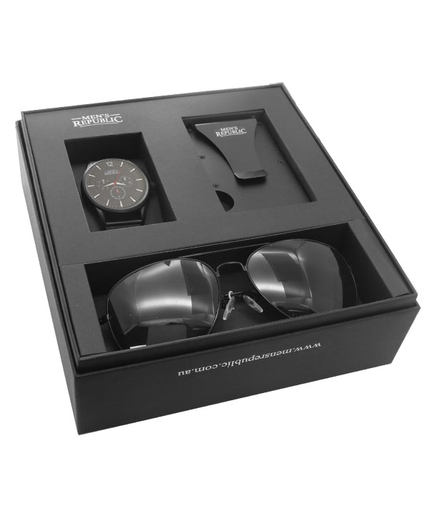 Men's Republic Watch set with Card Wallet and Sunglasses 3