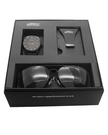 Men's Republic Watch set with Card Wallet and Sunglasses 4