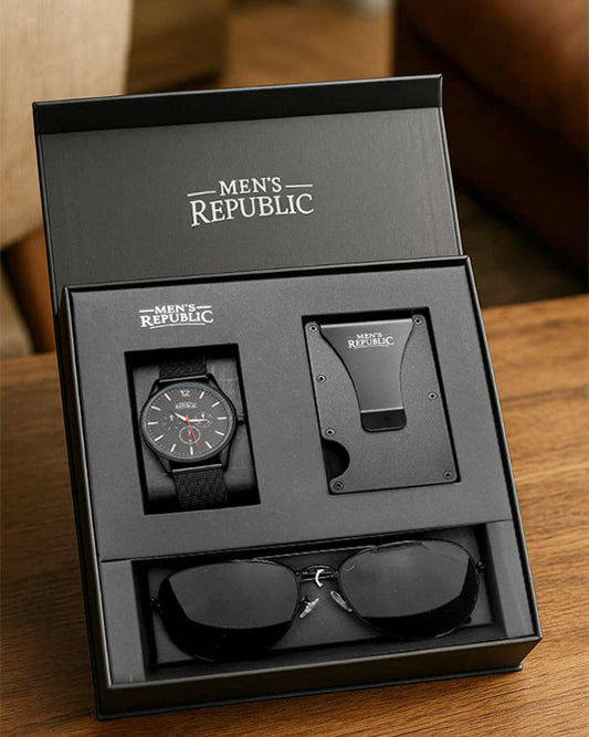 Men's Republic Watch set with Card Wallet and Sunglasses 1