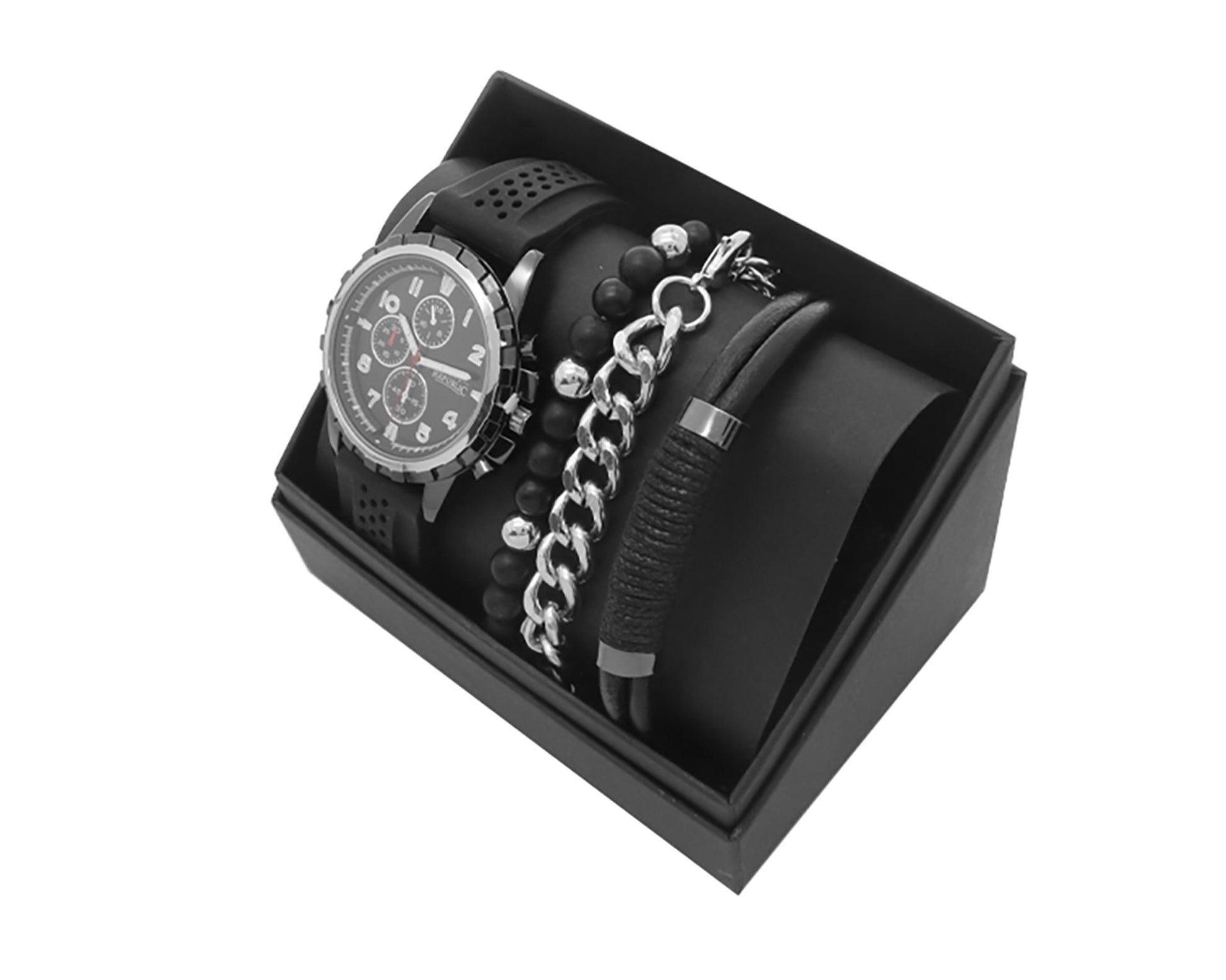 Men's Republic Watch set with 3 Bracelets - Black 4